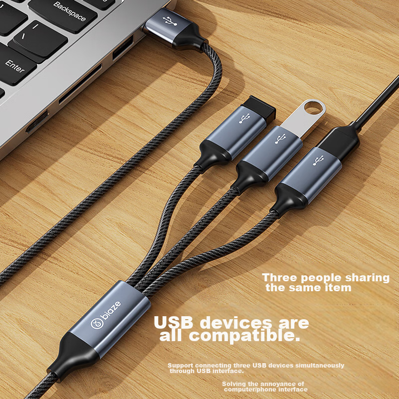 USB-хаб BIAZE HUB60, 1-вход/3-выхода, алюминиевый сплав, серый, для Huawei MateBook14 и других ноутбуков
