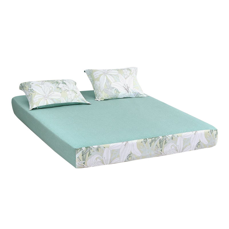 LUOLAI Home Textiles Pure Cotton Bedding Four-Piece Set with Fitted Sheet Style, All-Cotton Duvet Cover, Yellow, 220*250