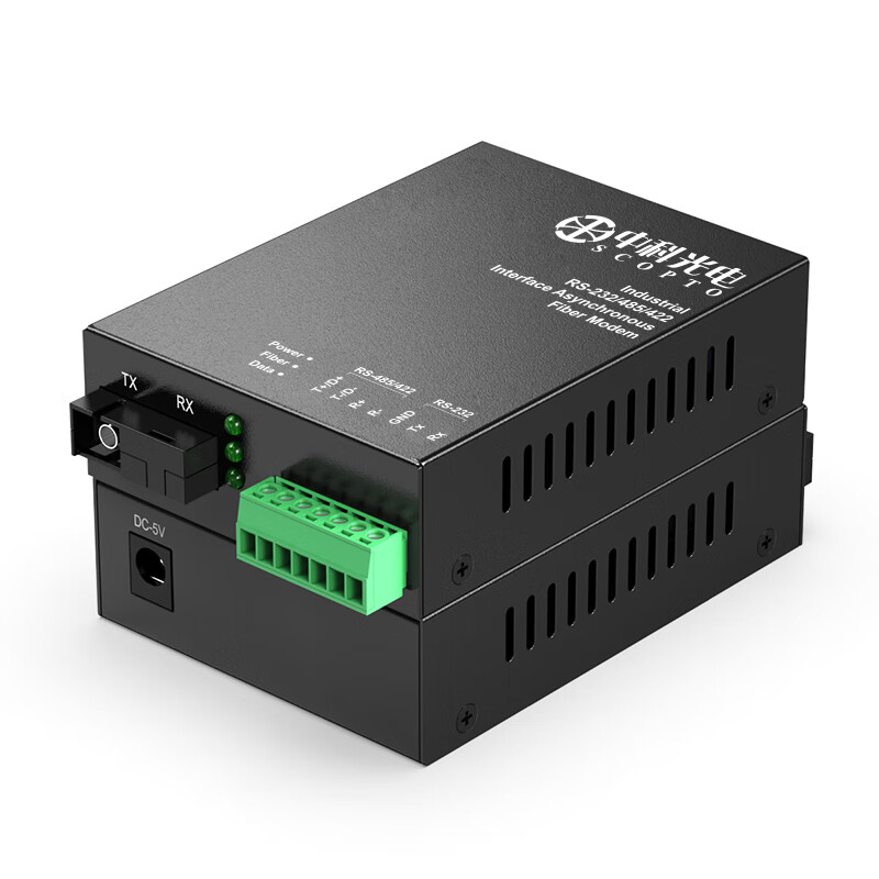 Zhongkeguangdian 2-Way Bidirectional RS485 Industrial Control Optical Modem, 485 to Fiber Optic Transceiver, 485 Data Optical Terminal, Optical Port Extender Converter, SC Interface ZK-FE/2RS485