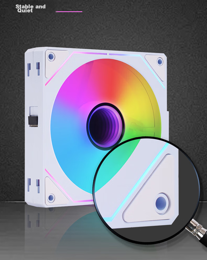 Wanjia Xingchen Pro Building Block Fan, White Reverse Triple Pack, 12CM Water-Cooled Chassis Fan Module, Wireless Splicing/ARGB Synchronized Lighting/PWM Temperature Control 10