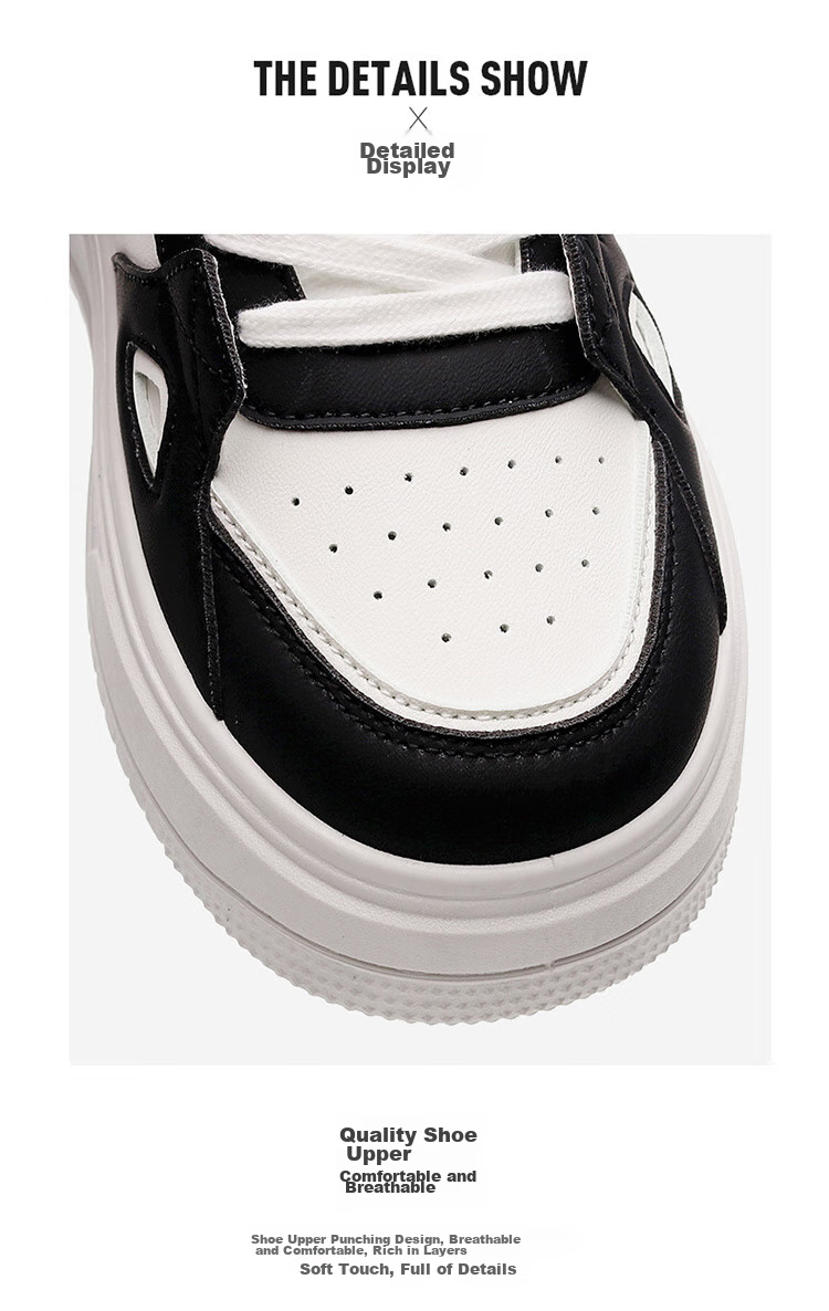 TonLion Women's Shoes, Autumn Season Footwear, Thick-Soled Sneakers for Women, Casual Dad Shoes, Women's Sports White Sneakers, White And Black, Size 37 6