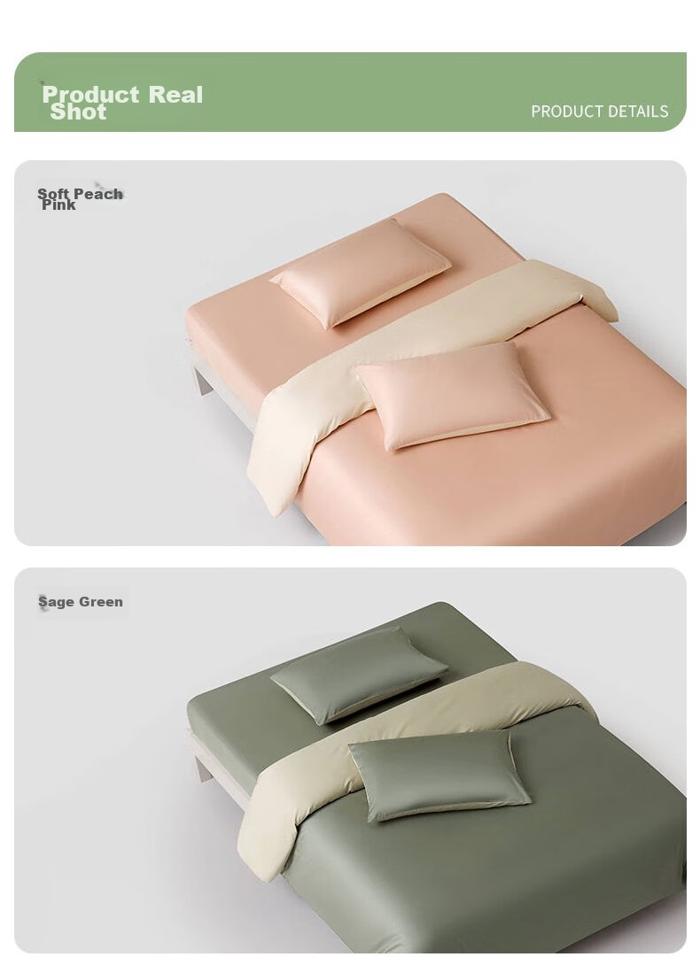 LOVO Luolai Light Luxury 100S Long-Staple Cotton Sateen Four-Piece Bedding Set, Double Bed Fitted Sheet Style, 200*230cm, Pink 12