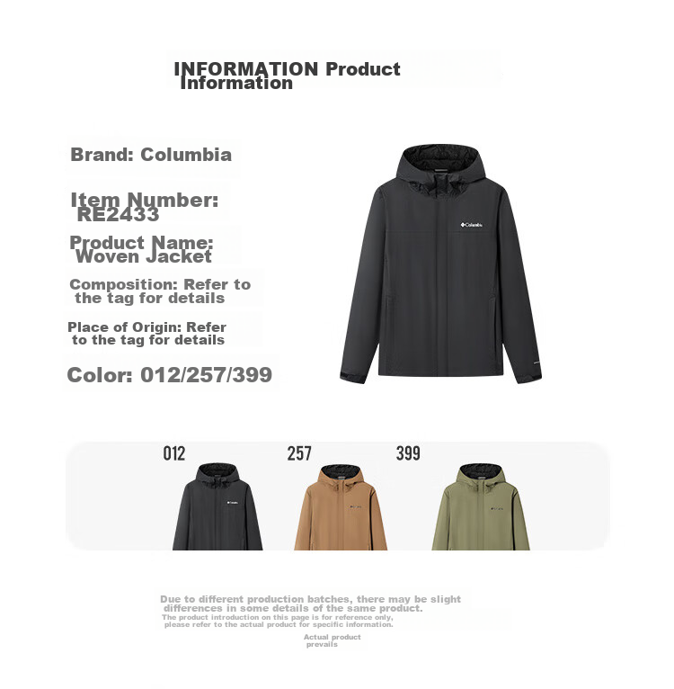 Columbia Men's Single-Layer Spring Summer Outdoor Waterproof Windproof Casual Jacket RE2433 479 2