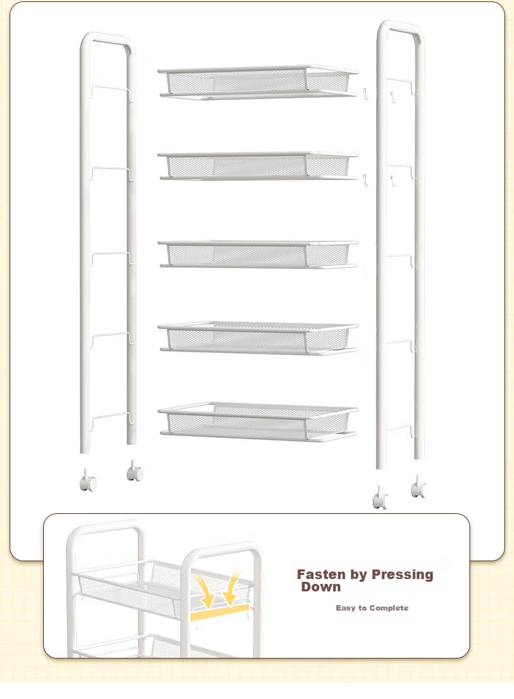 Anerya Kitchen Storage Rack, Snack Cart, Floor-Standing Multi-Layer Organizer, Bathroom Wheeled Shelf, Vegetable Rack, White, 4 Tiers 9