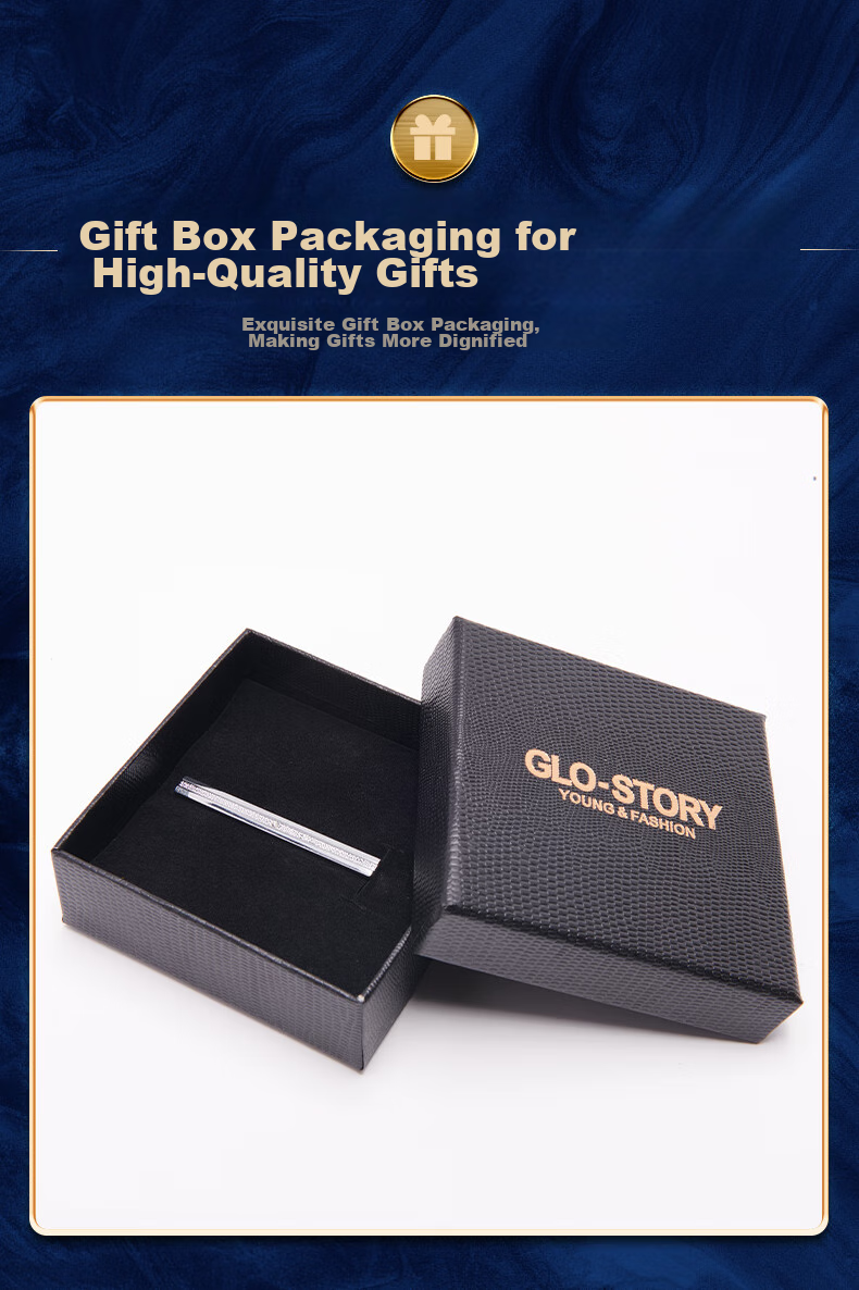 GLO-STORY Necktie Clip for Men, Formal Necktie Clip, Fashionable Minimalist Business Necktie Clip Gift Box Set MLJ934062 Silver A 5