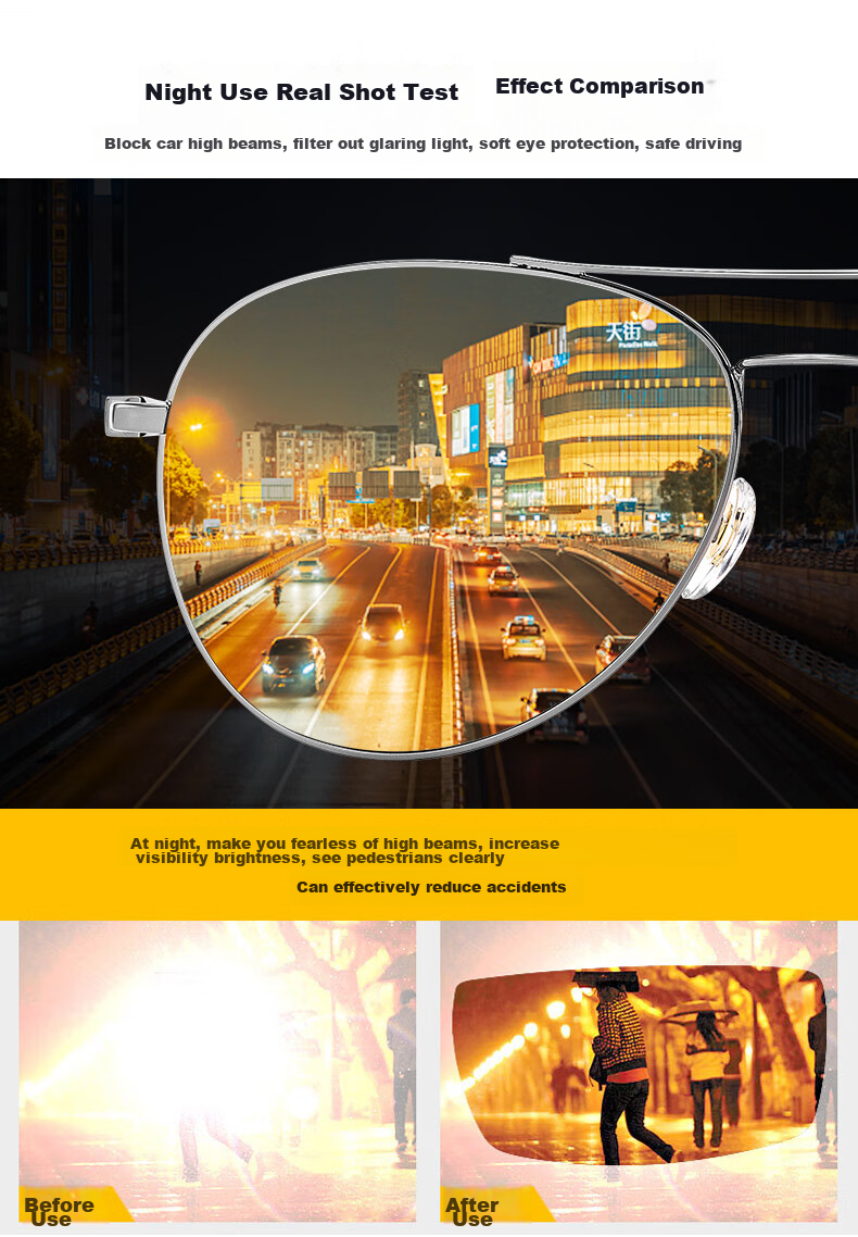 CAPONI Night Vision Glasses for Men And Women, Polarized Photochromic Sunglasses, Day And Night Use, Specialized for Night Driving, Anti-Glare 7