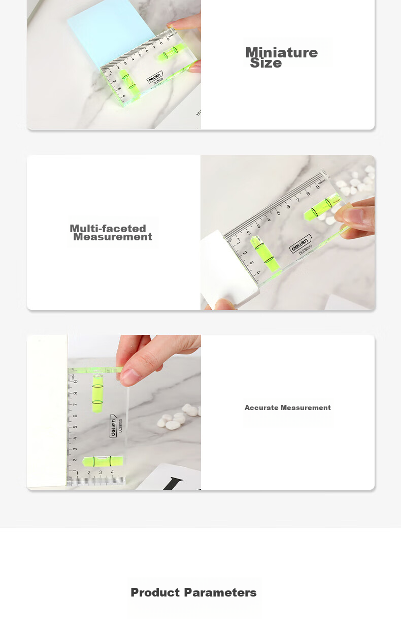 Deli Mini Spirit Level, High-Precision Level Ruler, Transparent Level Gun with 100mm Body 7