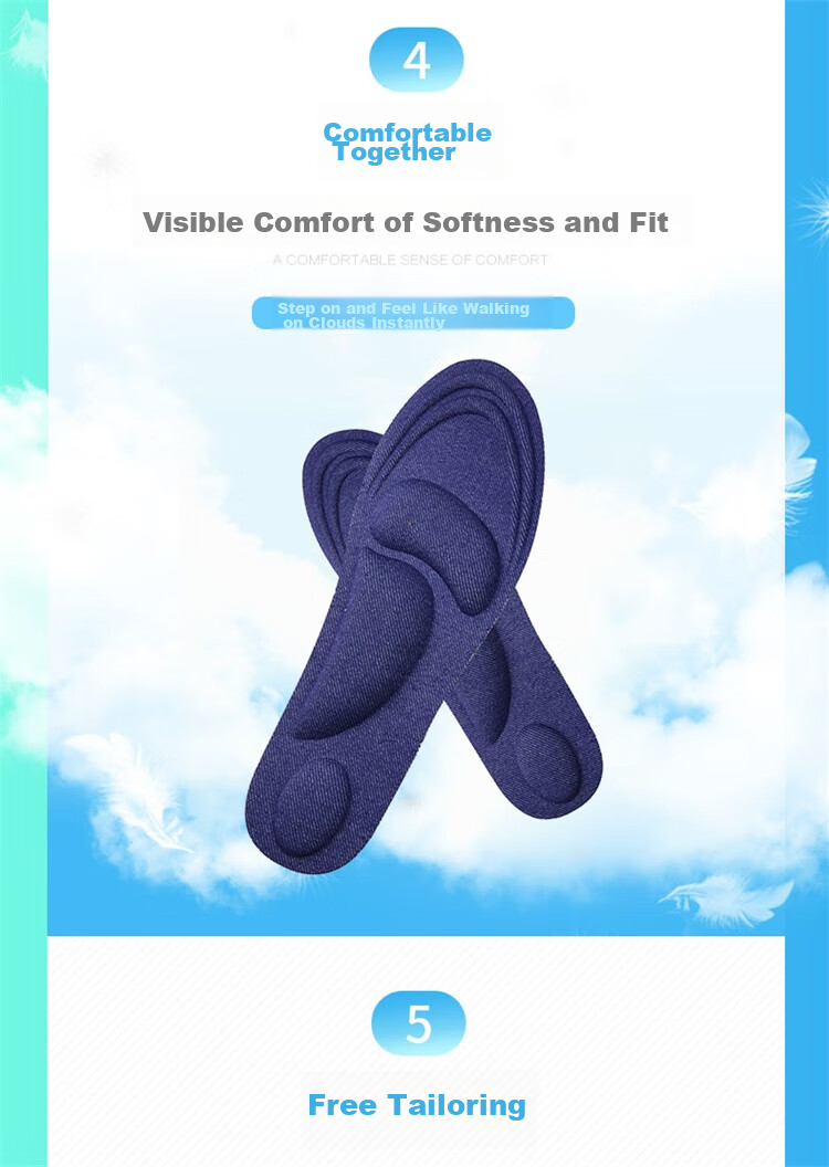 Eleft 4D Sponge Support Walking Shoe Insoles, Breathable, Sweat-Absorbing, Massage, Women's Style 10