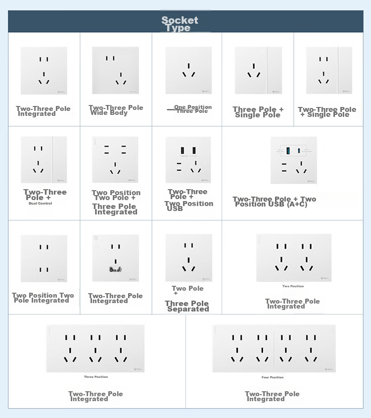 BULL Switch Socket, G57 Butterfly Ultra-Thin, 10A Four-Hole Socket, 86-Type Panel, G57Z222, Twilight Snow White 14