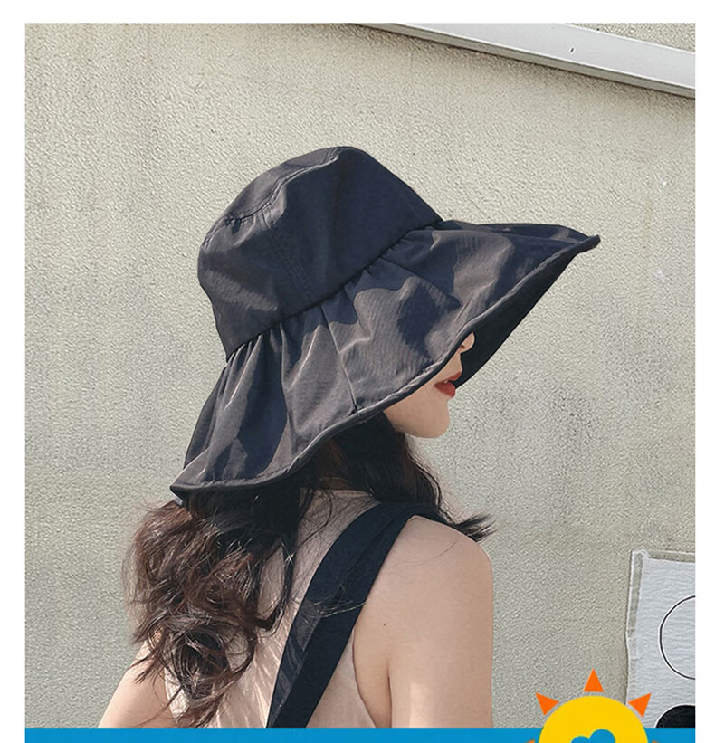 XUEXIMAN UV Black Gel Sun Protection Hat for Women, Summer Face-Covering Sunhat, Wide Brim Fishing Hat for Cycling 1