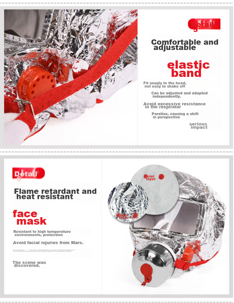 Zheye Fire Mask Filtered Gas Smoke Fire Respirator 3C Certified Fire Escape Self-Rescue Breathing Apparatus High-End Flagship Model 11