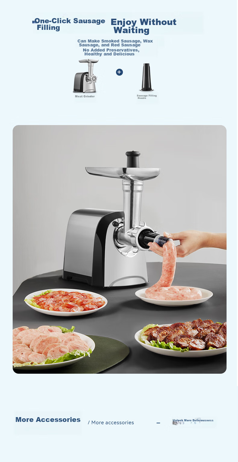 AUX Meat Grinder Sausage Stuffer, Multi-Functional Electric Home And Commercial Use Mincer And Mixer, Meat Chopper, Garlic Crusher, Large 400W Power Sausage Stuffing Machine for Sausages And Sausage Casings 17