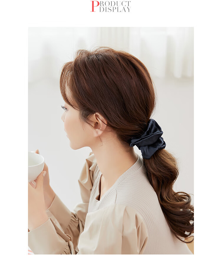 CHIMERA 2 Pieces Silk Hair Ties, Mulberry Silk Hair Bands, Hair Elastics, Hair Flowers, Hair Accessories for Women, Mid-Autumn Festival Gift 23