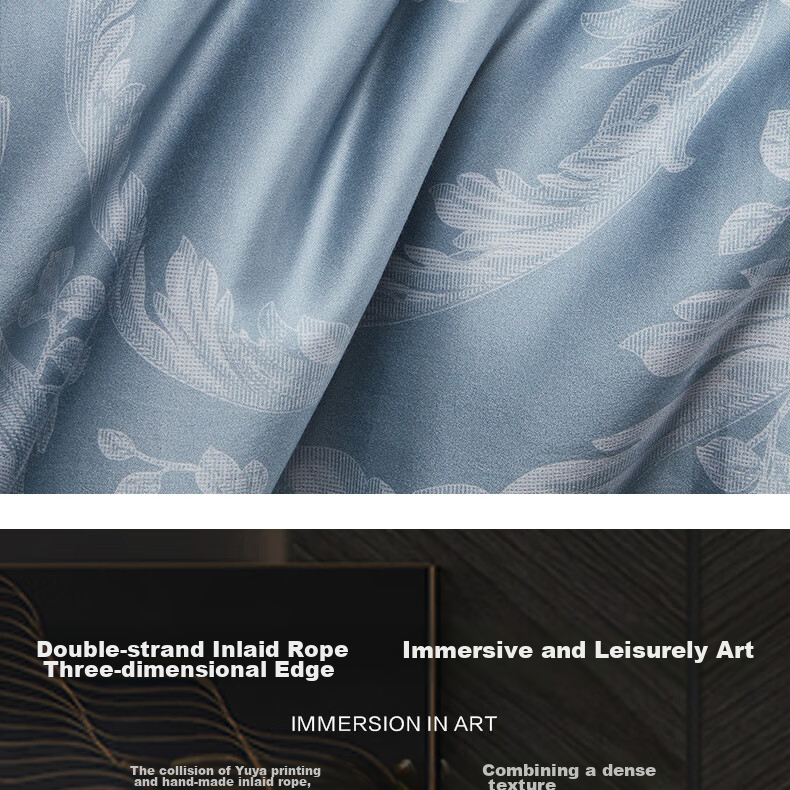 BEYOND Home Textiles, 140-Count Xinjiang Long-Staple Cotton Four-Piece Luxury Light Luxury Pure Cotton Bedding Set, Manryia 180cm Home Living Room 13