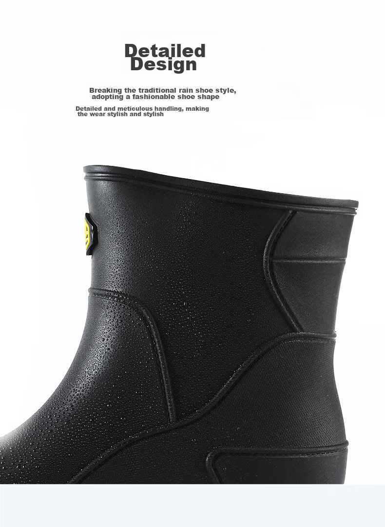 FOOTOPPO Rain Boots for Men, Mid-Calf Adult Waterproof Shoes, Mid-Top Water Boots, Fashionable Rubber Shoes for Women And Me 7