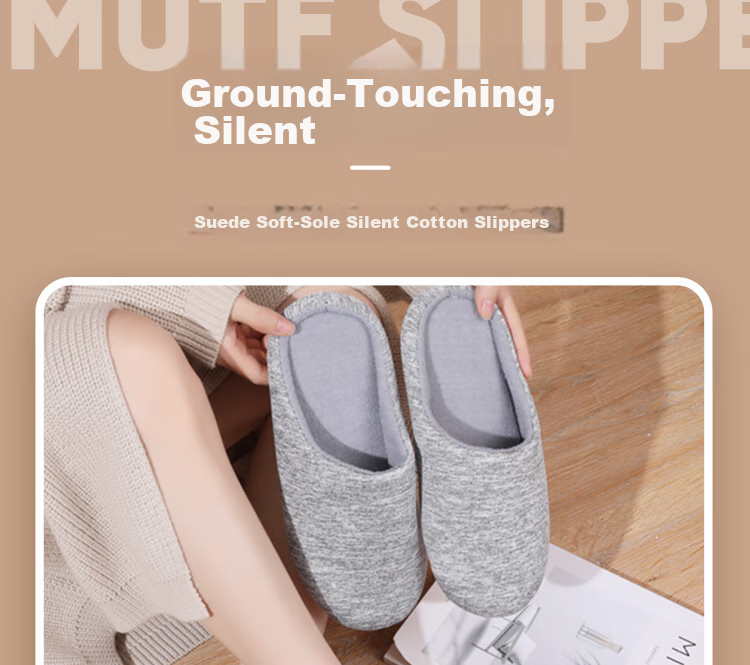 FOOTOPPO Slippers for Men, Japanese-Style Quiet Slippers, Soft-Soled Home Shoes for Women, Non-Slip Floor Slippers, Fabric Slippers for Indoor Use 1