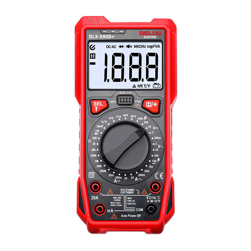 DELIXI ELECTRIC Smart Anti-Burn Digital Multimeter Backlit Portable High-Precision Universal Meter Voltage/Current/Resistance Tester