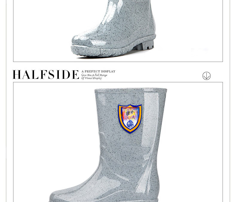 Warrior Ladies Fashion Adult Rain Boots Waterproof Rubber Overshoes Water Boots HL86S, Gray High, Size 40 6