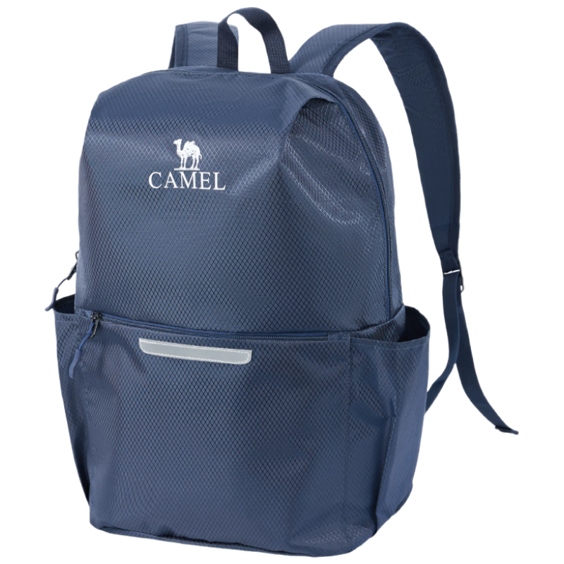 CAMEL Lightweight Backpack, Solid Color Foldable Bag, Outdoor Casual Travel Hiking Pack, 133DB02006, Navy Blue