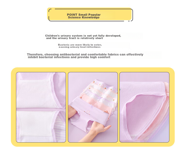 LangSha Girls' Underwear for Children And Teens, Puberty Triangle Panties, Six-Pack, Purple Bunny Design, Size 150 2