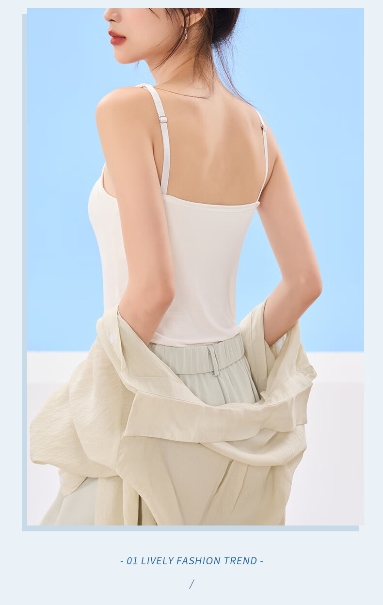 Ziyouxi Women's Summer Camisole with Chest Pad, Stylish Back Design, Versatile Innerwear and Outerwear Tank Top 11