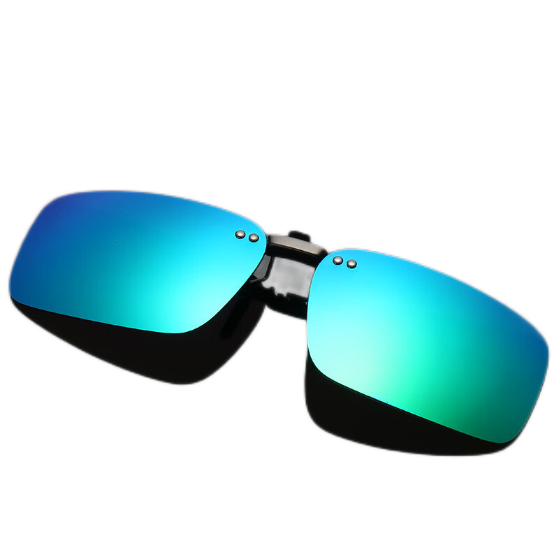 Baixiaoshe Nearsighted Wearable Square Sunglasses Clip-On [Sunglasses - Ice Blue Lens], for Driving And Daily Use, Unisex