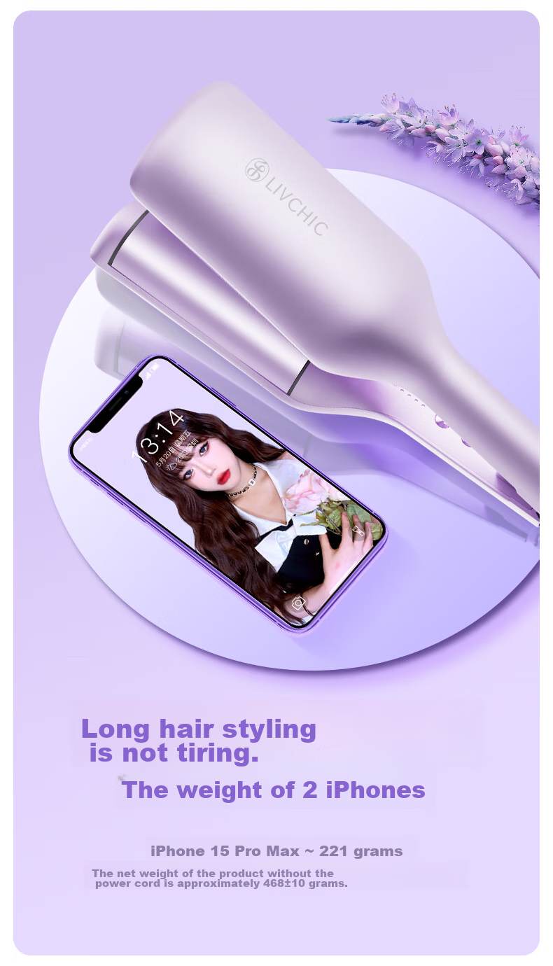LivChic 40mm Large Wave Curling Iron, Negative Ion Hair-Friendly Egg Roll Curler, Hair Curling Tool, Volumizing High Crown Hair Clipper, 520 Gift S4 12