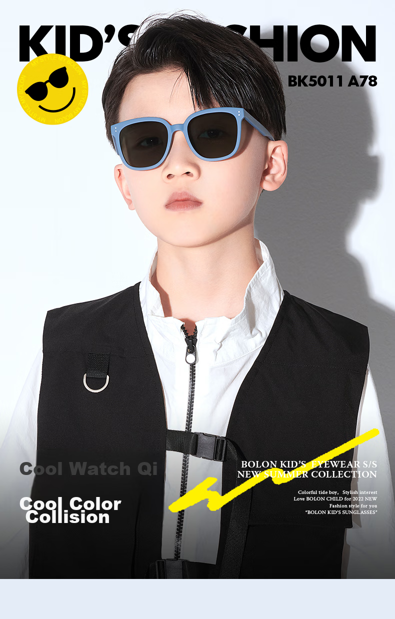BOLON Children's And Teenagers' Square Sunglasses, Sun Protection UV-Resistant Glasses for Boys And Girls, BK5011A10 1