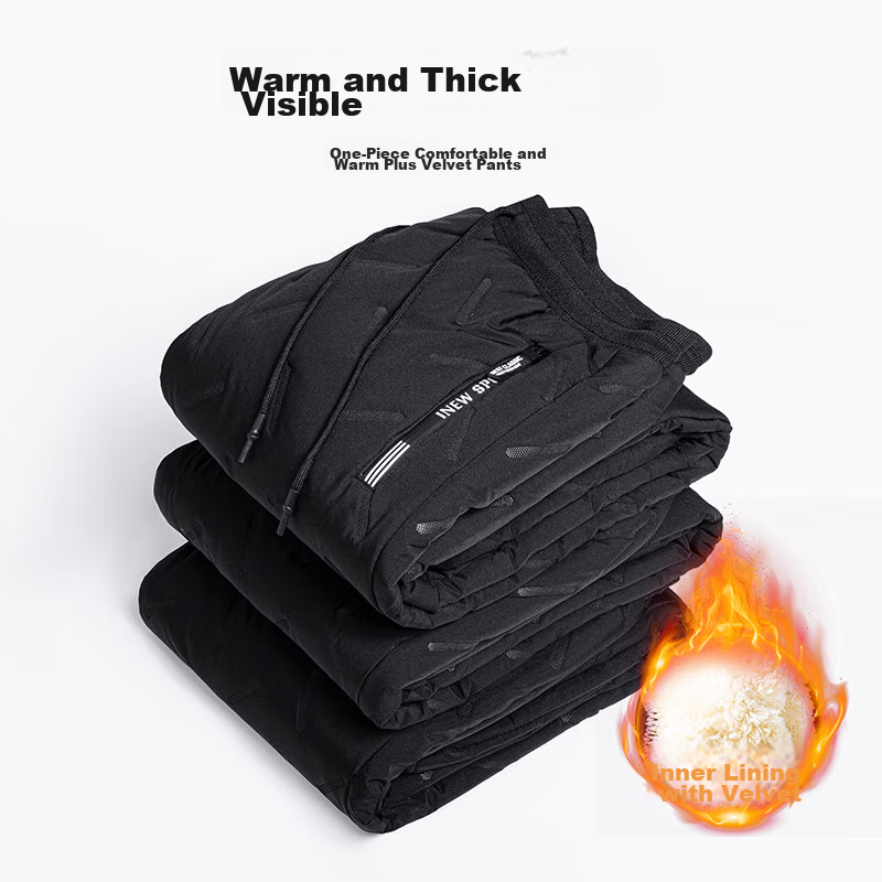 Hengyuanxiang Middle-Aged Women's Winter Fleece-Lined Thick Casual Pants, High-Waist Straight-Leg Lambswool Trousers for Middle-Aged And Elderly Wome 4