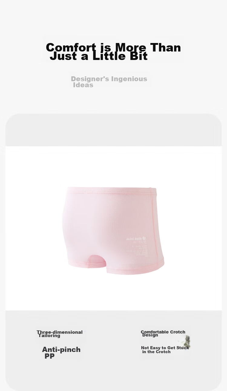 Minibala 【3-Pack】Kids Girls Baby Soft Breathable Antibacterial Triangle Shorts Comfortable Underwear 2026 New Arrival 2