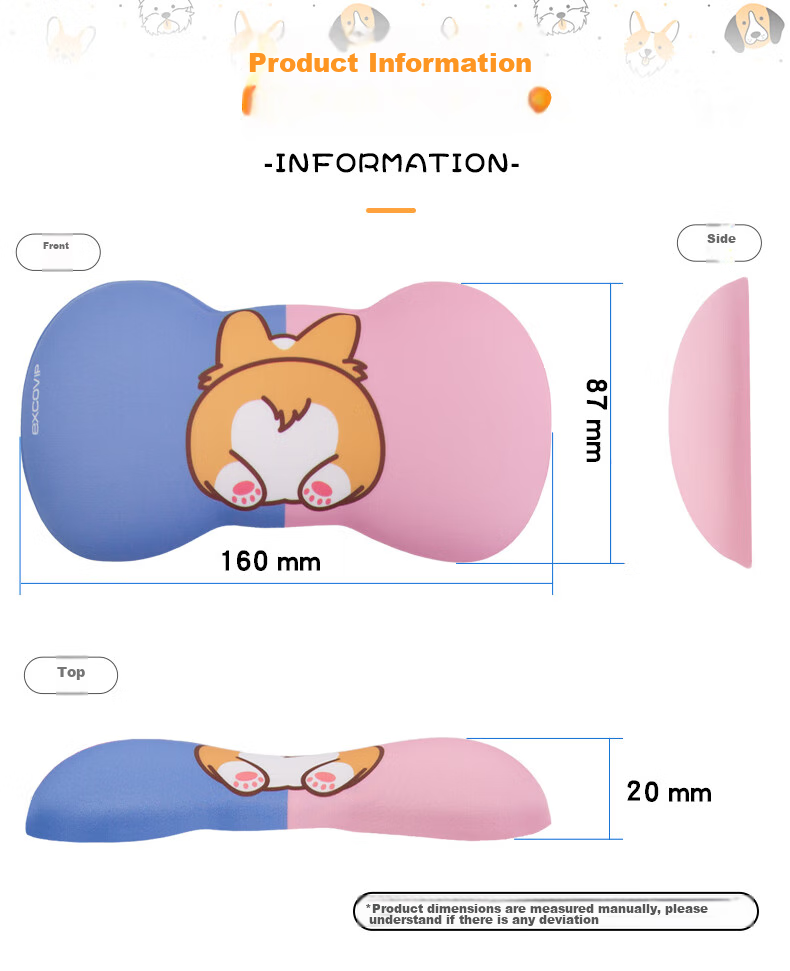 EXCO Corgi Mouse Hand Rest Wrist Pad Silicone Large Wrist Support Cute Cartoon Mouse Pad Wrist Guard Laptop Keyboard Gaming Hand Pad Wrist Rest 8788 14