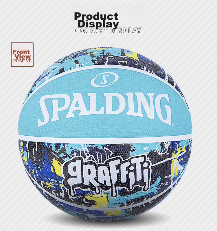 SPALDING Cool Graffiti Rubber Wear-Resistant Outdoor Size 7 Basketball 84-373Y Blue 6