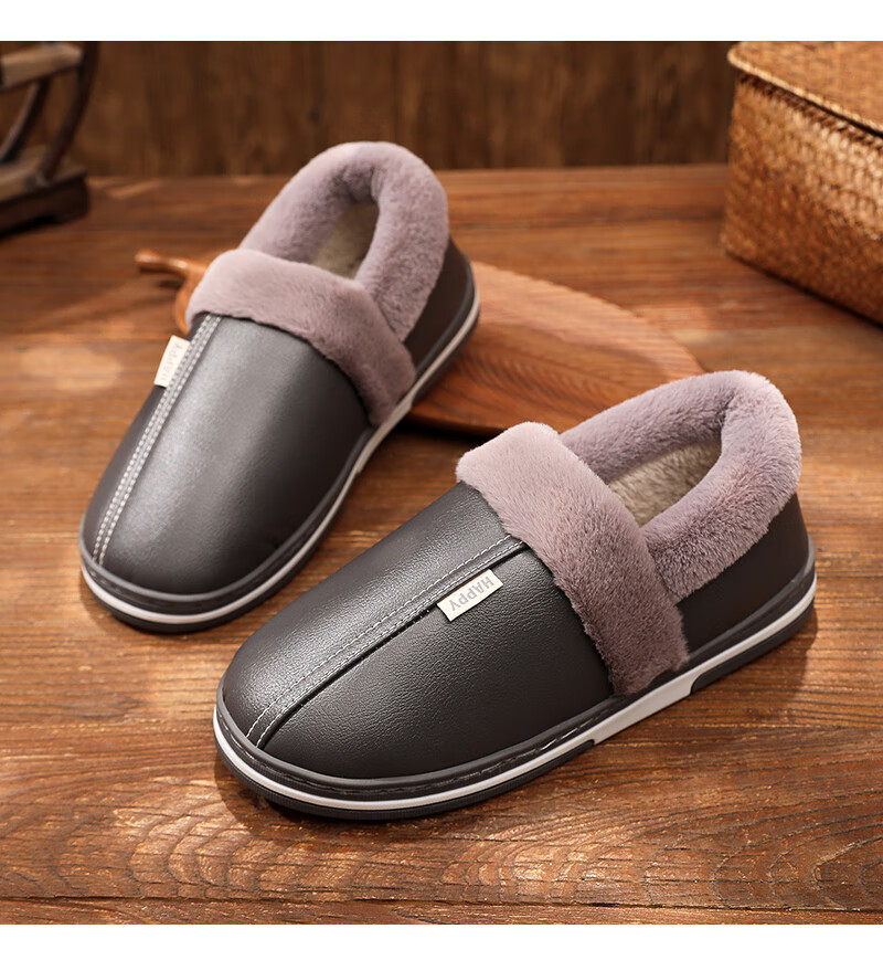 GUOLUOFEI Cotton Slippers with Handles for Men And Women, Indoor Non-Slip Waterproof Warm Cotton Shoes for Elderly, Red Package, Size 38-39 4