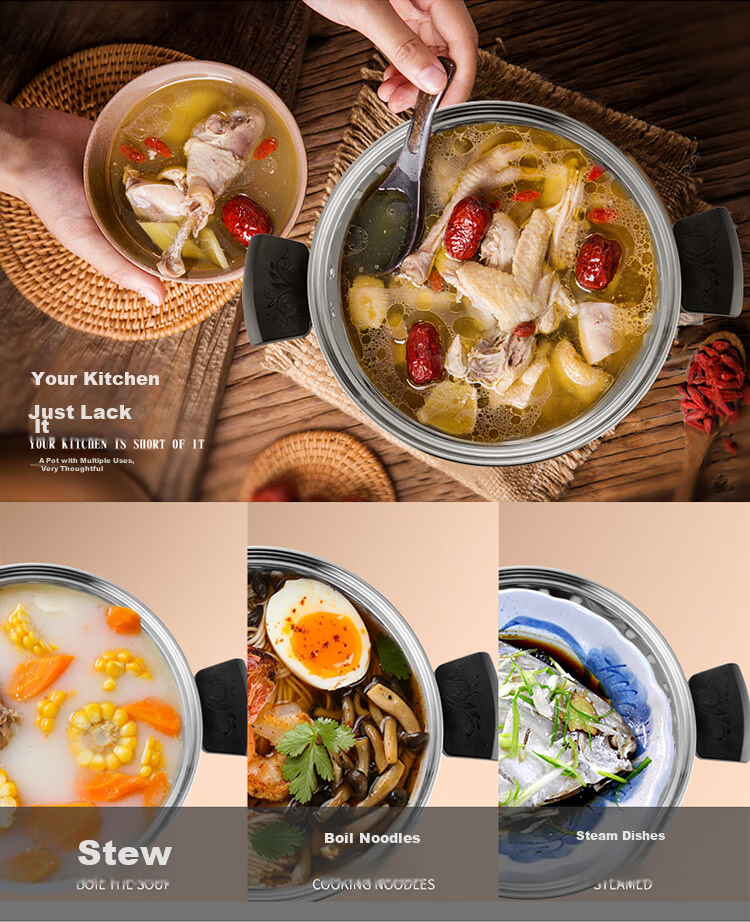 Debo Tang Steamer Pot, 304 Stainless Steel, Two-Layer Steamer Pot, Compatible with Induction Cookers, Wokeli 30cm 2