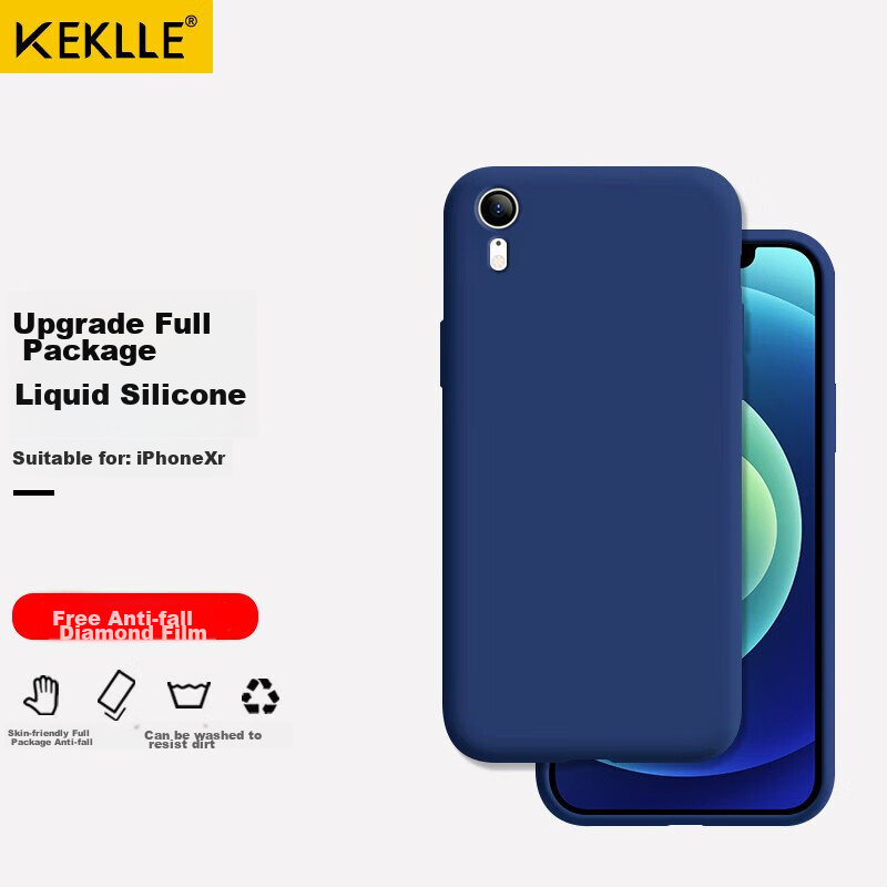 Силиконовый чехол KEKLLE для Apple iPhone XR, полнозащитный чехол с покрытием камеры, ультратонкий мягкий чехол с ощущением кожи, темно-синий
