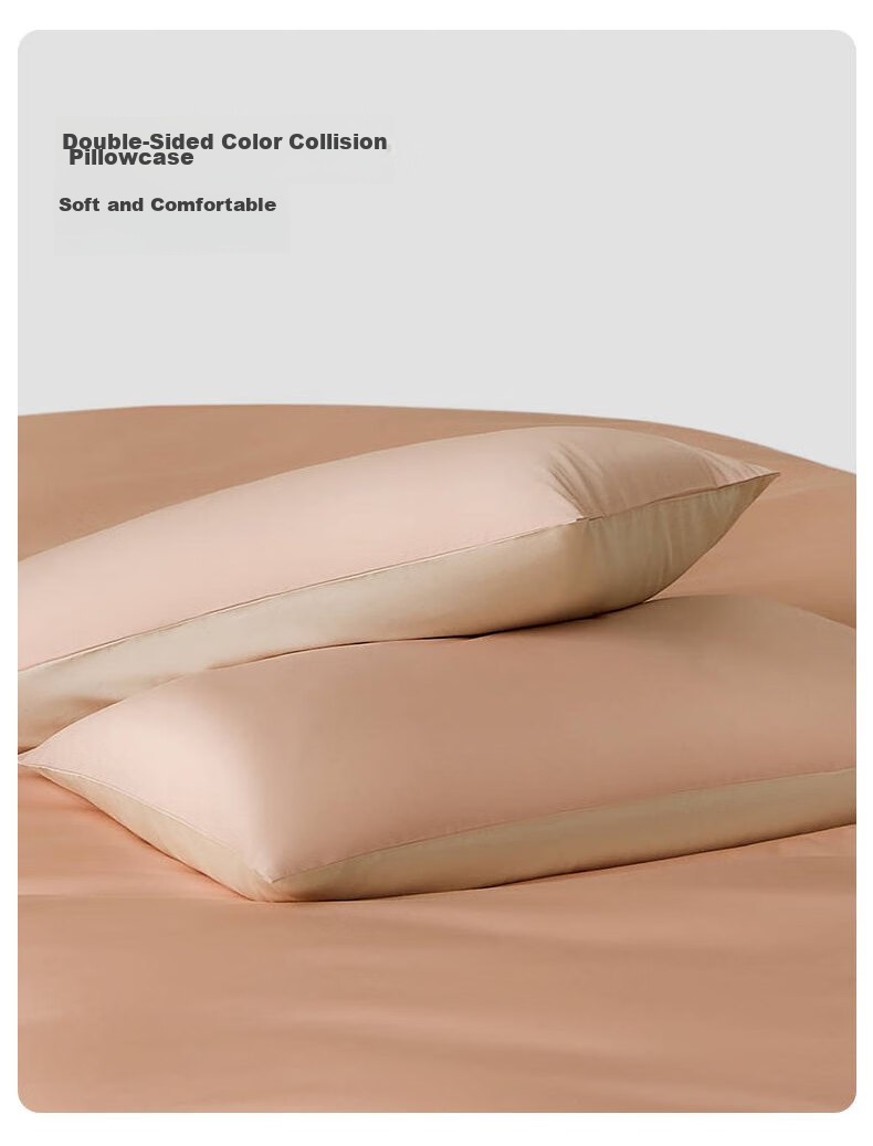 LOVO Luolai Light Luxury 100S Long-Staple Cotton Sateen Four-Piece Bedding Set, Double Bed Fitted Sheet Style, 200*230cm, Pink 11