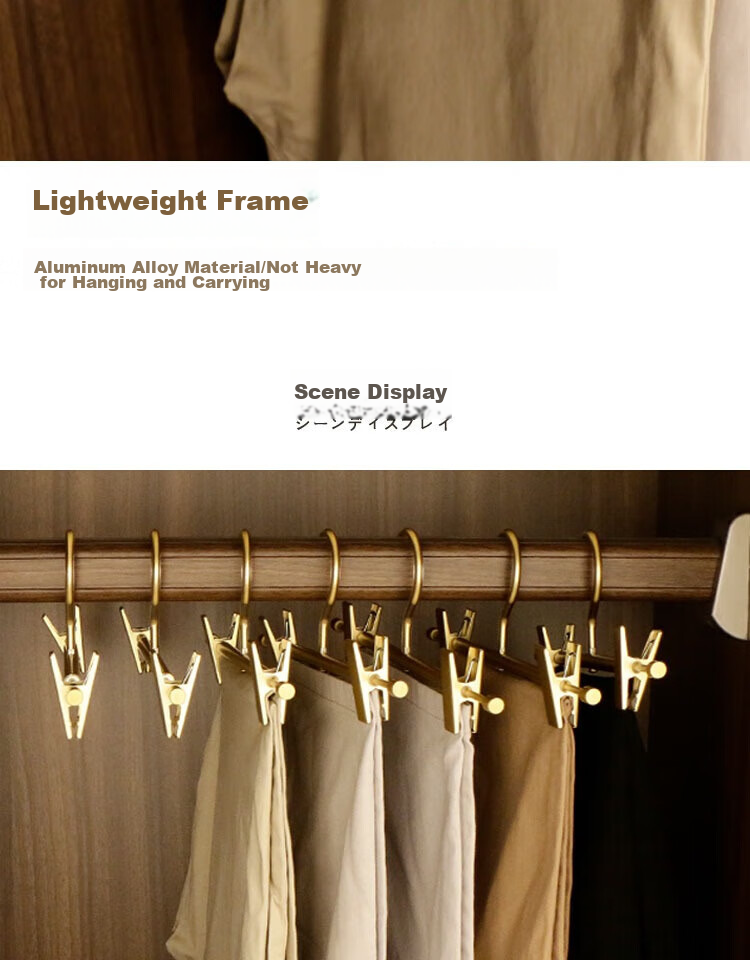 Fanyejia Aluminum Alloy Pants Hanger, 5 High-End Home Use, Seamless Extendable Trouser Hanger, Specialized Clothes Hanger for Pants, Skirt Clip, Coat Rack 2