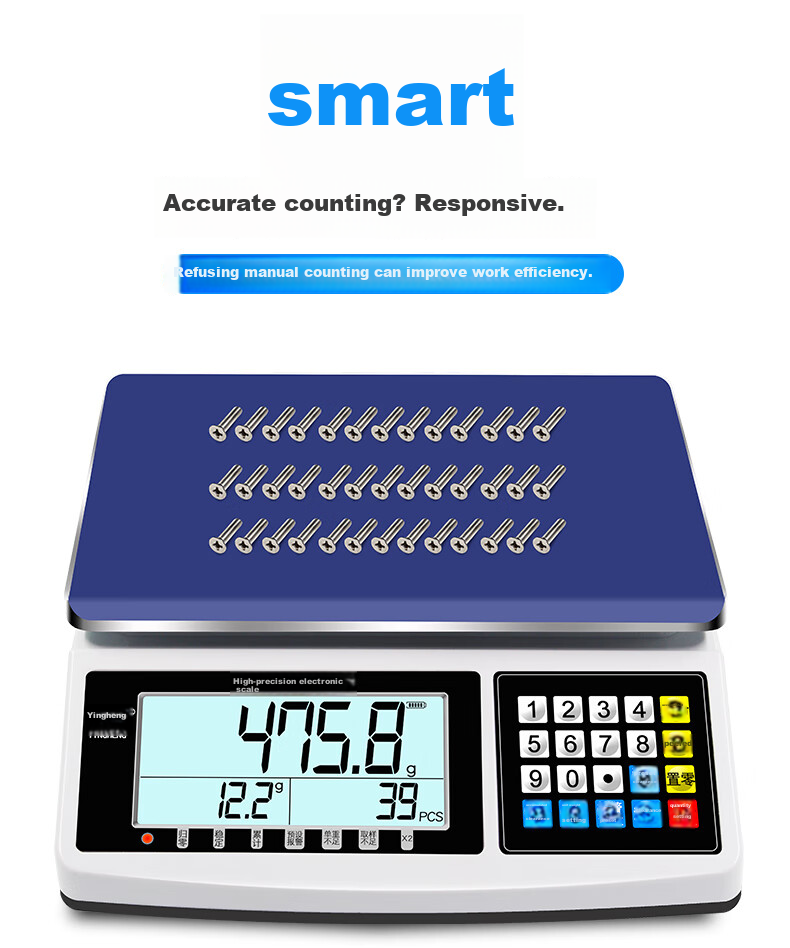 Yingheng High-Precision Electronic Scale, Platform Scale with Precise Counting Function, Weighing Precision Scale, Desktop Scale, Industrial Scale, 15kg Capacity, 0.1g Accuracy 4