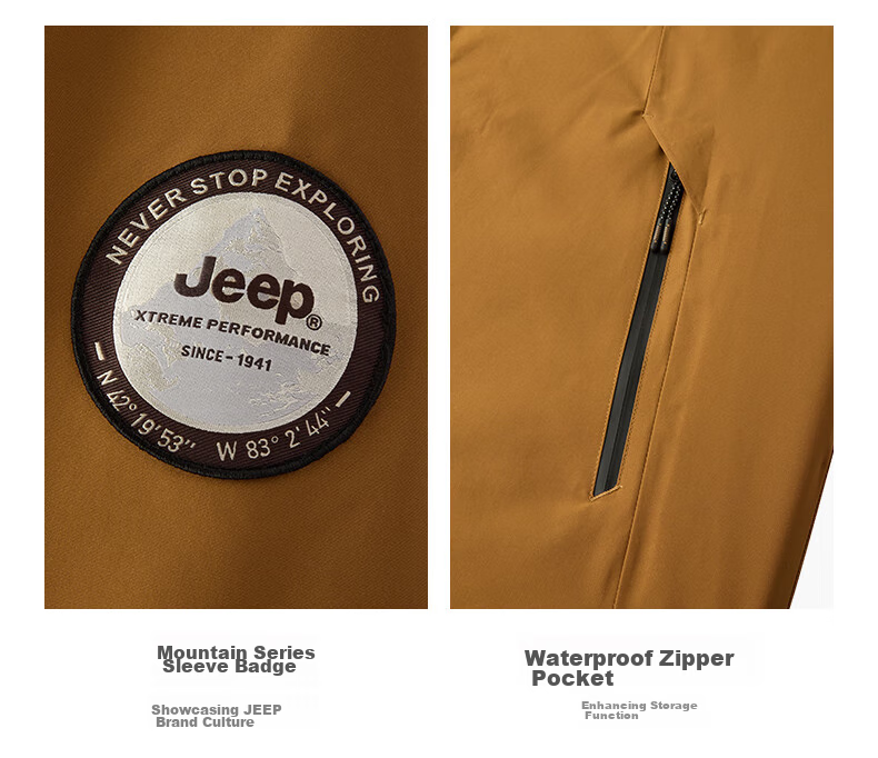 Jeep Men's Three-In Jacket, Outdoor Windproof And Waterproof, Detachable Fleece, Mountaineering Coat, 081 Brand, Black, Size M 28