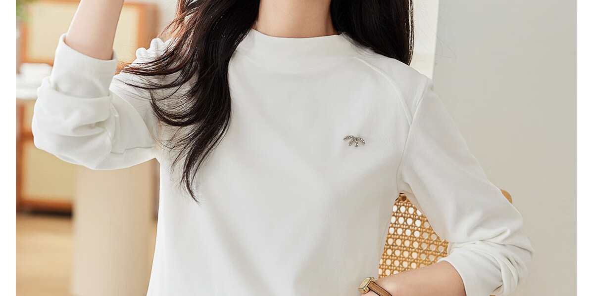 PinCai Long-Sleeve T-Shirt for Women, Autumn Fashion Inner Layer Top, Raglan Sleeve Slim-Fit Base Layer T-Shirt P143T2008 30