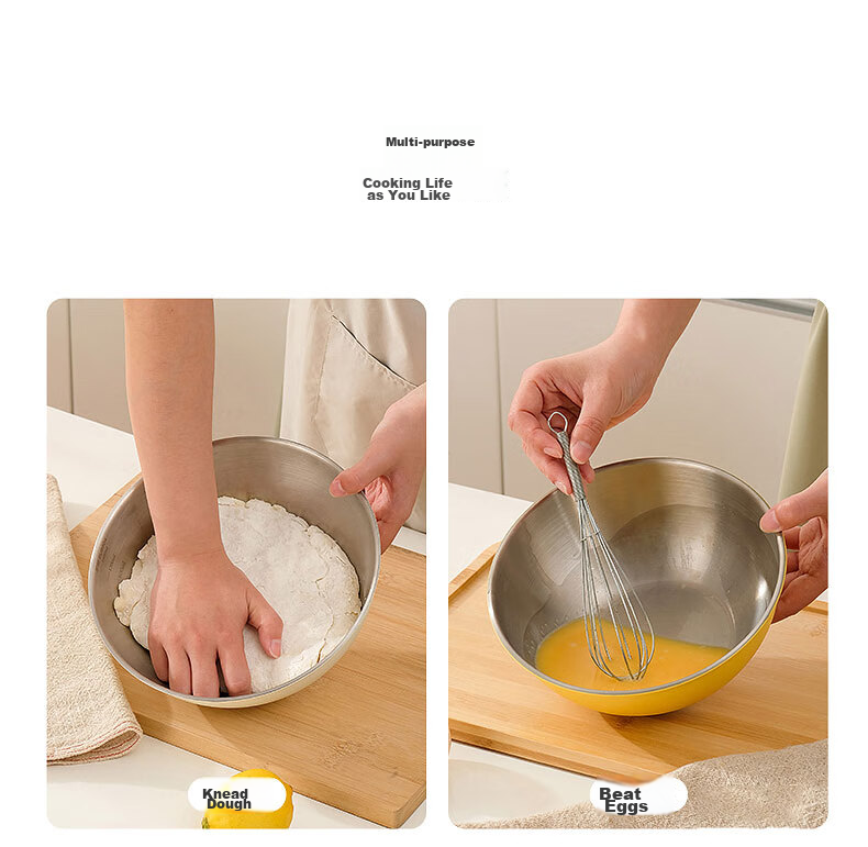 Canjiangjun 304 Stainless Steel Kitchen Bowl Set of Three: Measuring Bowl, Thickened Mixing And Dough Kneading Bowl, Egg Beating Bowl, Baking Bowl 13
