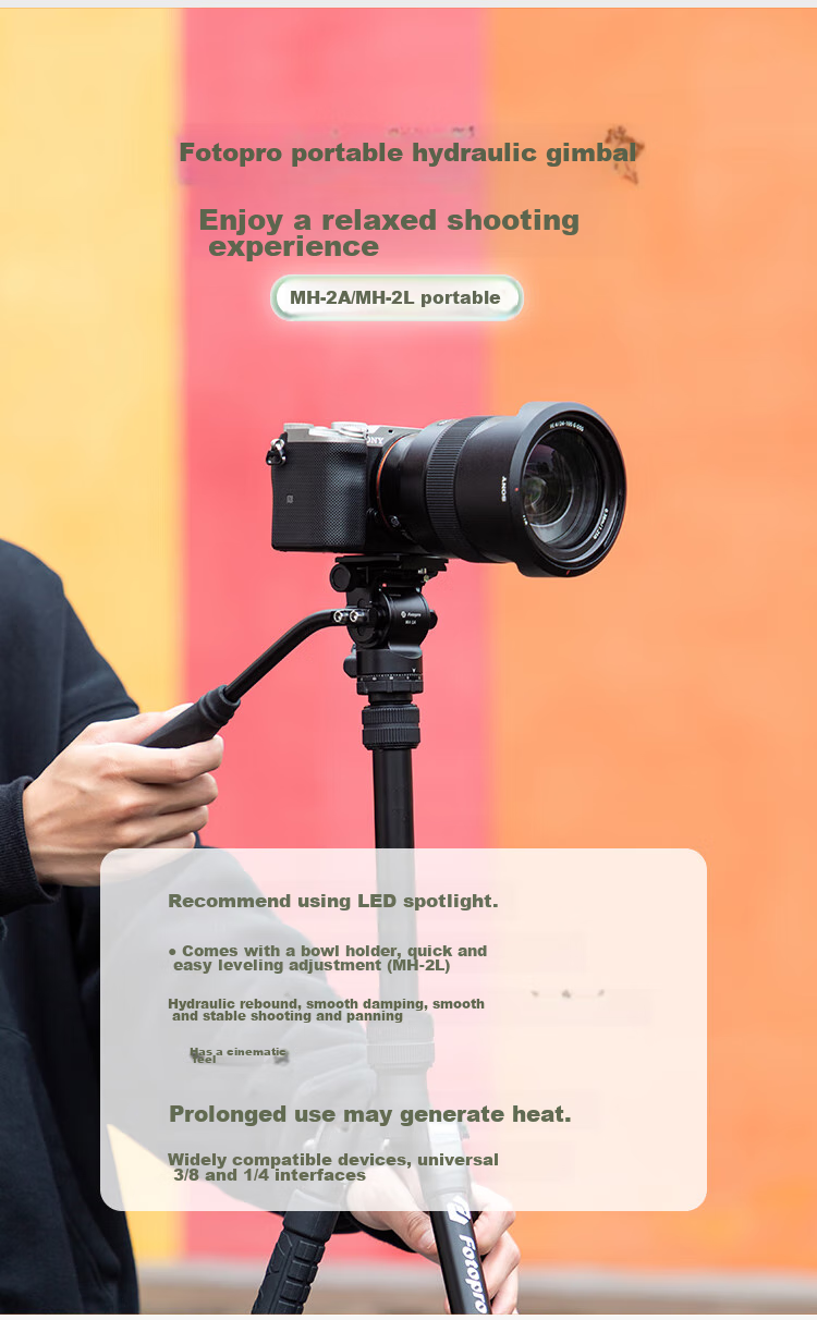 Fotopro MH-2L with Built-In Level Bowl Base, Akar Standard, Camera Mirrorless Video Shooting Hydraulic Damping Camera Gimbal, Black 4
