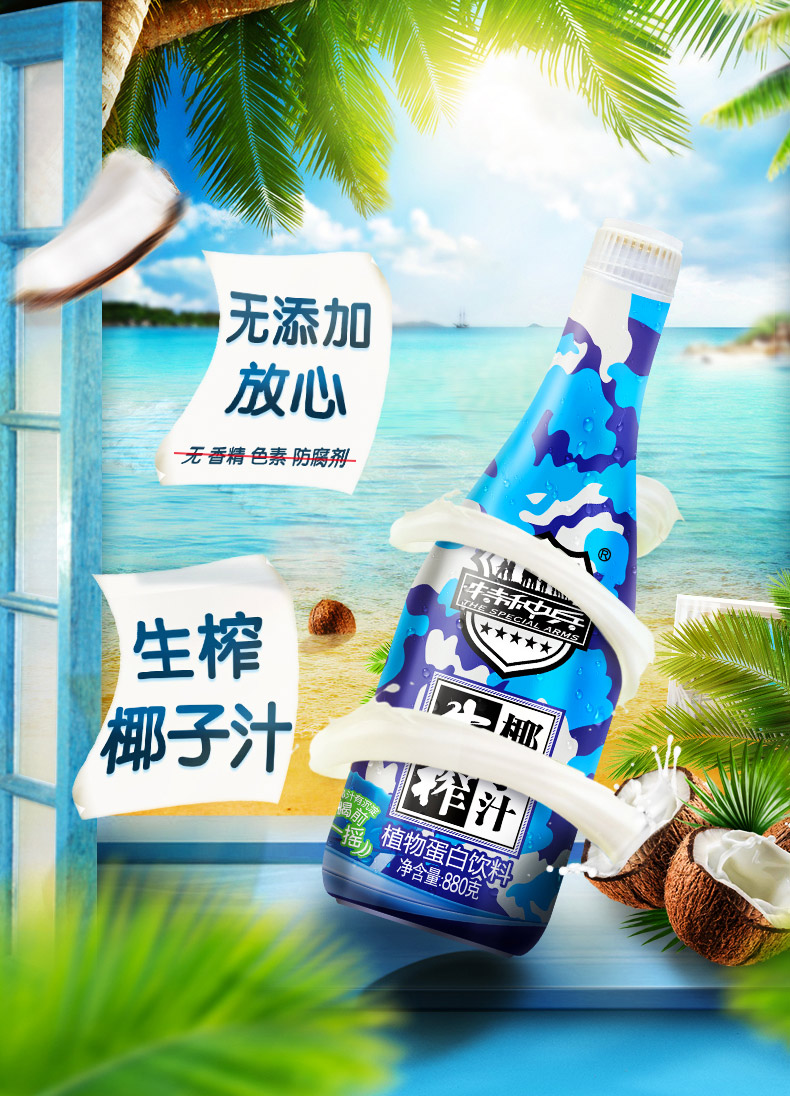 特种兵 椰子汁 椰奶 生榨椰子汁 植物蛋白饮料 880g*6/箱 礼盒装 sqbq