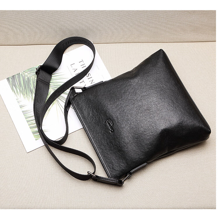 CROCODILE Top-Grain Leather Napa Texture Men's Business Vertical Shoulder Bag Crossbody Bag XT208 Black, Gift for Boyfriend 2