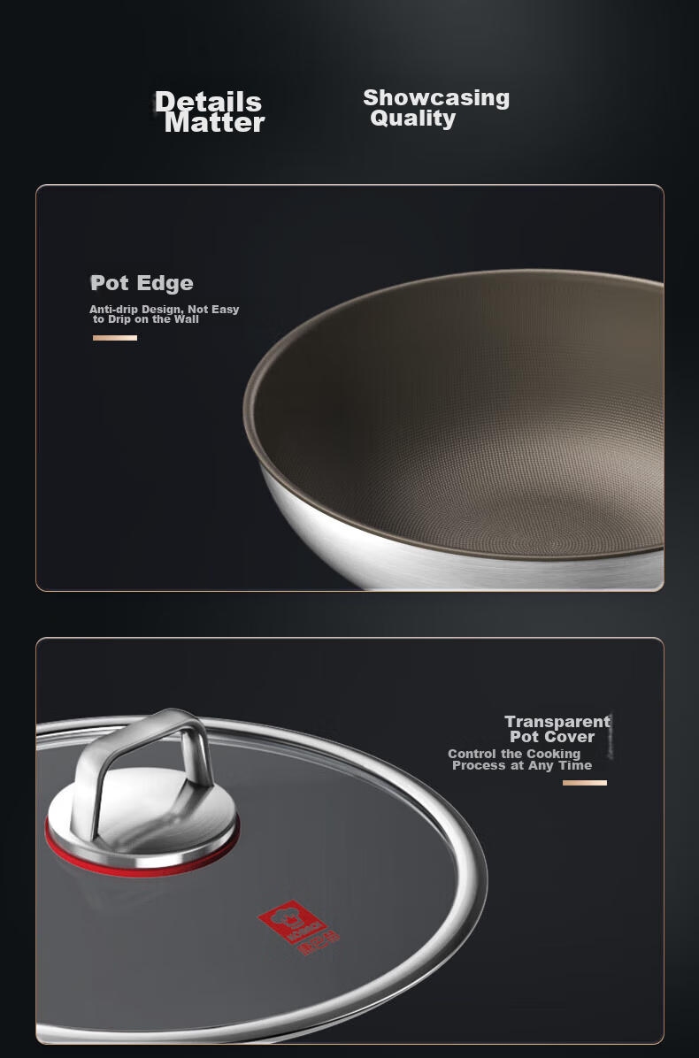 Kobach Pure Titanium Wok, Non-Stick Pan, Frying Pan, Flat Bottom Pan, Uncoated Titanium Pan, Compatible with Induction And Gas Stoves, 30cm 12