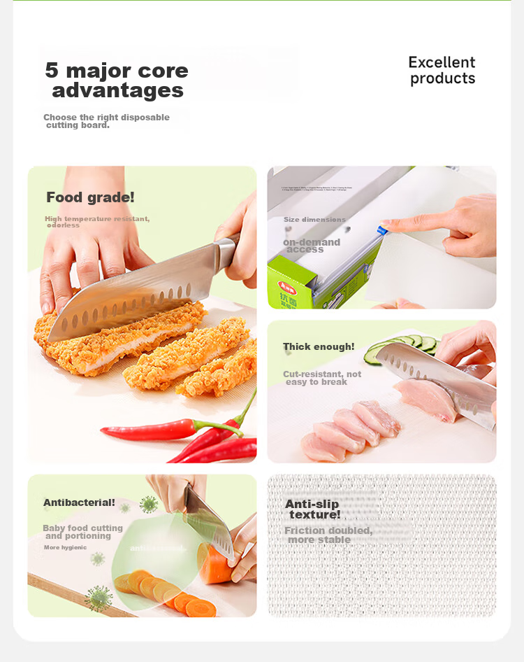MARYYA Disposable Cutting Board Mat, Antibacterial PE Plastic, Knife-Shaped Chopping Board Mat, Baby Food Board, Picnic And Camping Mat 2