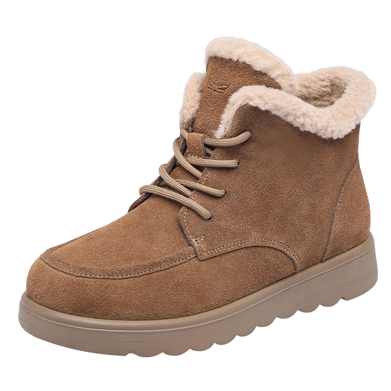 Red Dragonfly Women's Snow Boots Fleece Lined Thickened Cotton Shoes Northeast Warm Fur Short Boots WTC443832R Camel Size 37