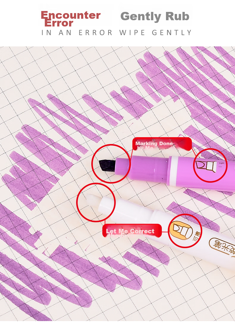 Genvana 12-Color Dual-Tip Erasable Highlighters, Office Training Key Marking Water-Based Pens, Colorful Eye-Catching, Journaling And Drawing Markers G-0545 3