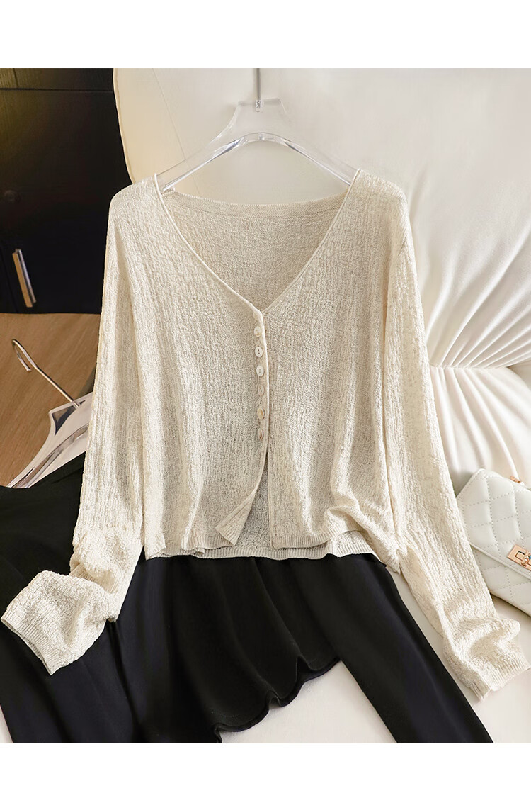 Tachi Tencel Linen Cardigan for Women, Spring 2026 Collection, Long-Sleeved Lightweight Breathable Knitted Air Conditioning Shirt Top 1