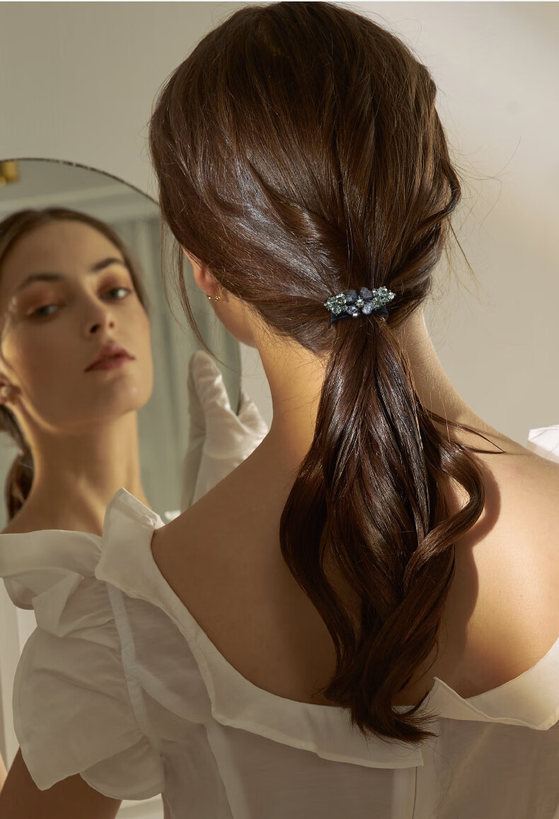 Cercoo Elegant Hair Ties, Stylish Hair Bands, Creative Elastic Hair Bands with Dazzling Stones, Ponytail Holders, Hair Accessories for Elegant And Retro Looks 1